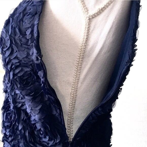 Forever 21 bodycon cocktail mini rosette dress navy tulle chiffon ROSE Small S - Picture 4 of 8